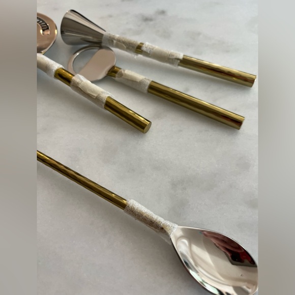 Unused Two Tone Bar Set - Brass and Silver - Picture 2 of 3